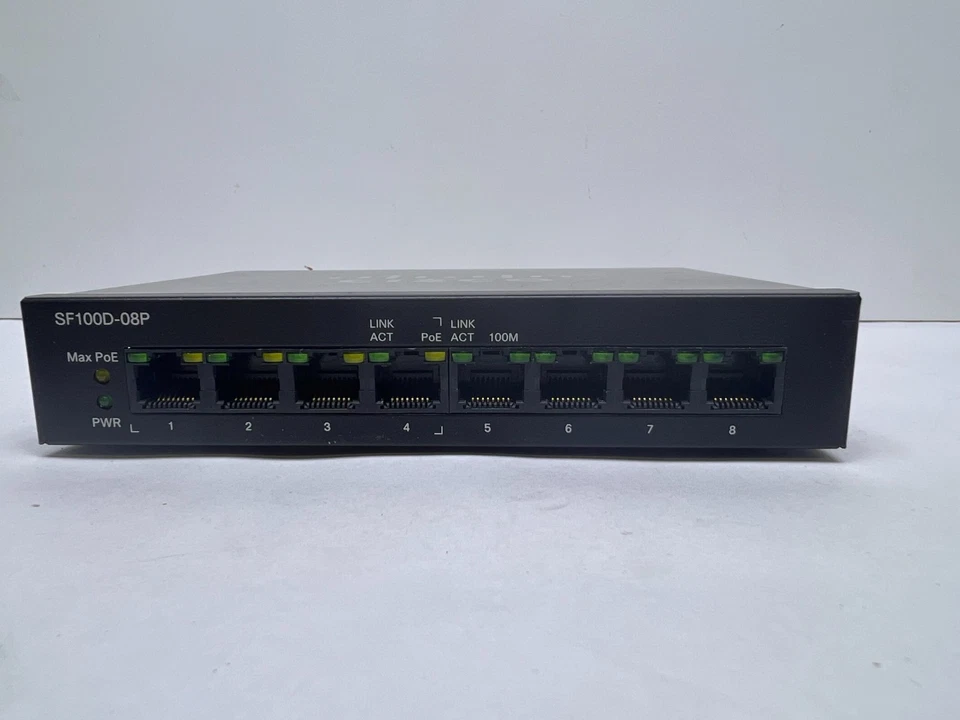 Cisco Small Business SF100D-08P V2 8 Port Unmanaged 10/100 PoE Desktop Switch - Image 4 of 4