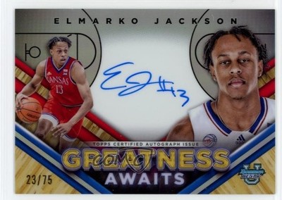 2023-24 Bowman U Best Greatness Awaits /75 Elmarko Jackson #GAA-EJ Auto 07x3