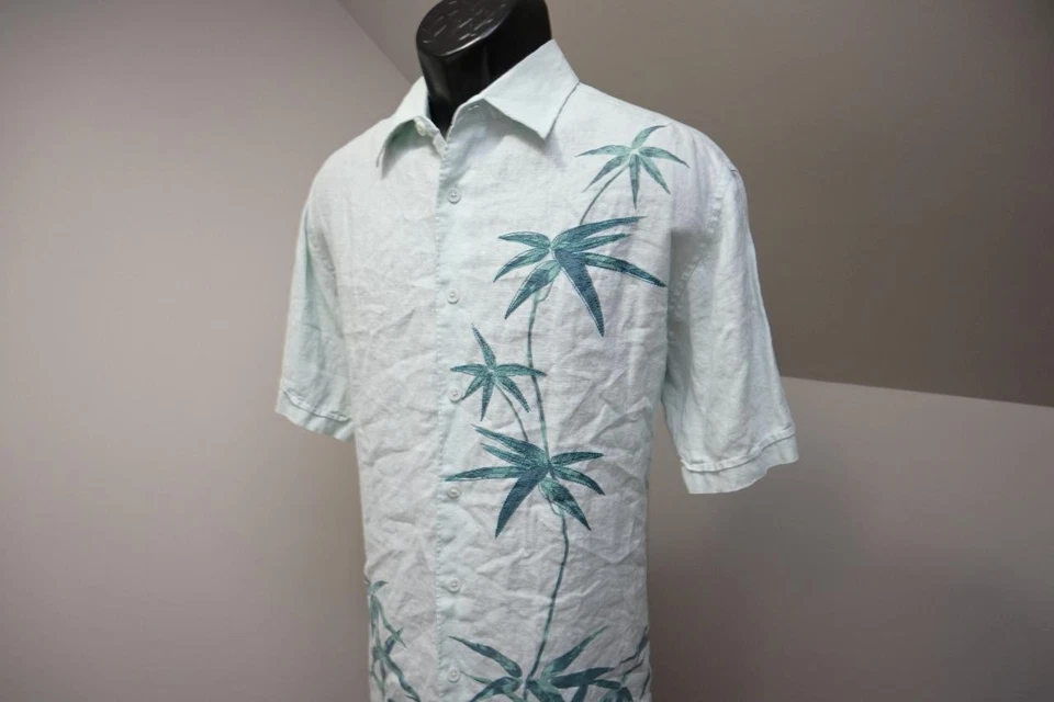 Cubavera Hawaiian Button Up Camp Shirt Floral 100% Linen Relaxed Mens Sz Medium - Image 3 of 4
