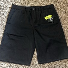 Volcom Youth Frickin Chino Shorts Boys Black Straight Beach NEW Size 27