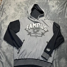 Famous Stars & Straps Hoodie Mens Large Pullover Spellout Logo Sweatshirt Y2k