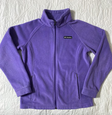 Youth Columbia Full Zip Fleece Jacket, Large 14/16, Purple, Zippered Pockets