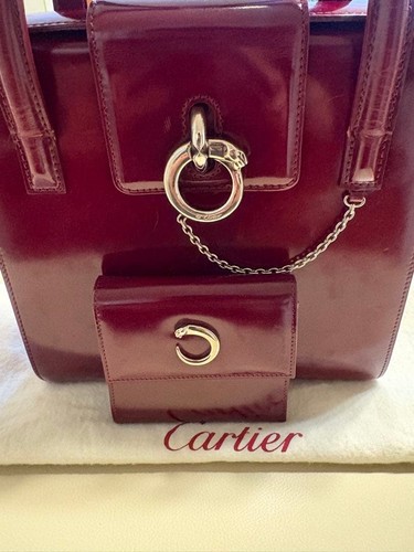 Cartier Panthère handbag wallet set burgundy color
