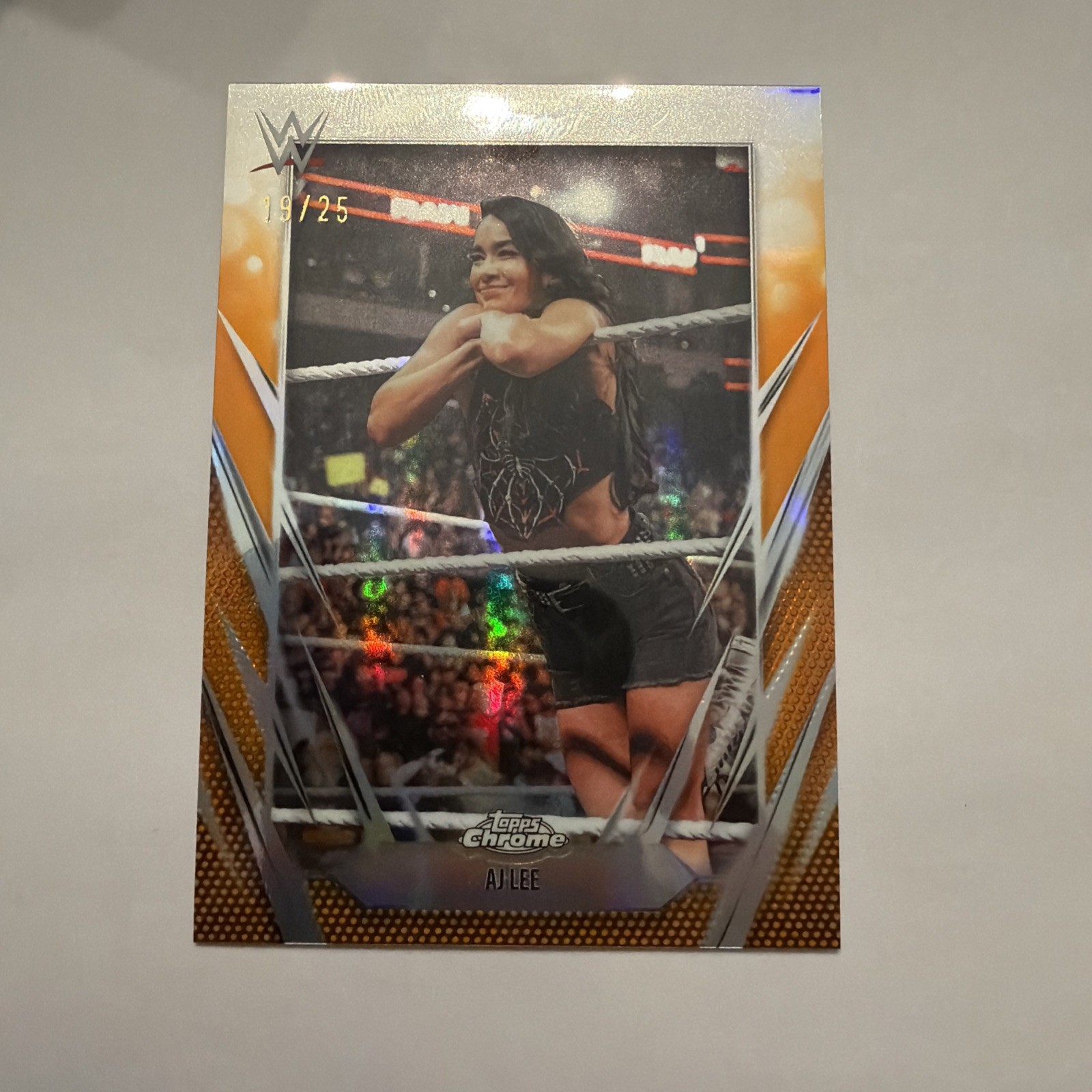 2026 Topps Chrome WWE #105 AJ Lee Orange Wave Refractor /25 SSP RAW