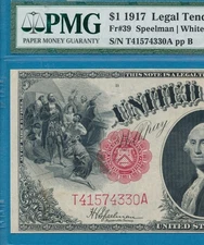 $1.00 1917 FR.39  RED SEAL LEGAL TENDER NOTE PMG CHOICE NEW 63 COMMENT