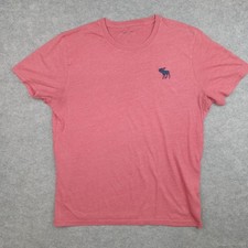 Abercrombie Fitch Shirt Mens Large Red Soft AF Tee Moose Logo Tagless Crewneck