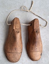 Antique Pair of Small Wooden Cobblers Shoe for Children, 6.7" Long
