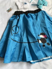 4 Piece Girls Poodle Skirt Halloween/Dance Costume, Size 6-8Y