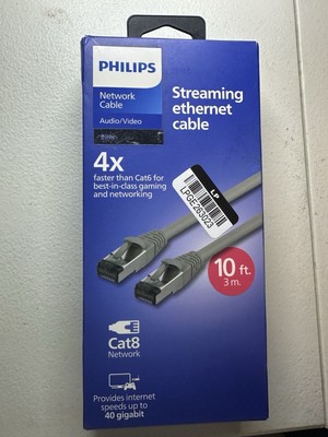 Philips Cat8 Network Cable 40GPS 10ft - Streaming Gaming - OPEN BOX FREE SHIP