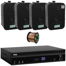 Pyle PT875BT USB-A MP3 Home Receiver, 4x 5.25" 400W Max Indoor/Outdoor Speakers