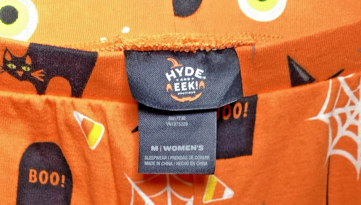 Hyde & Eek Boutique Size M Womens Halloween Pajamas/Orange, Black &amp
