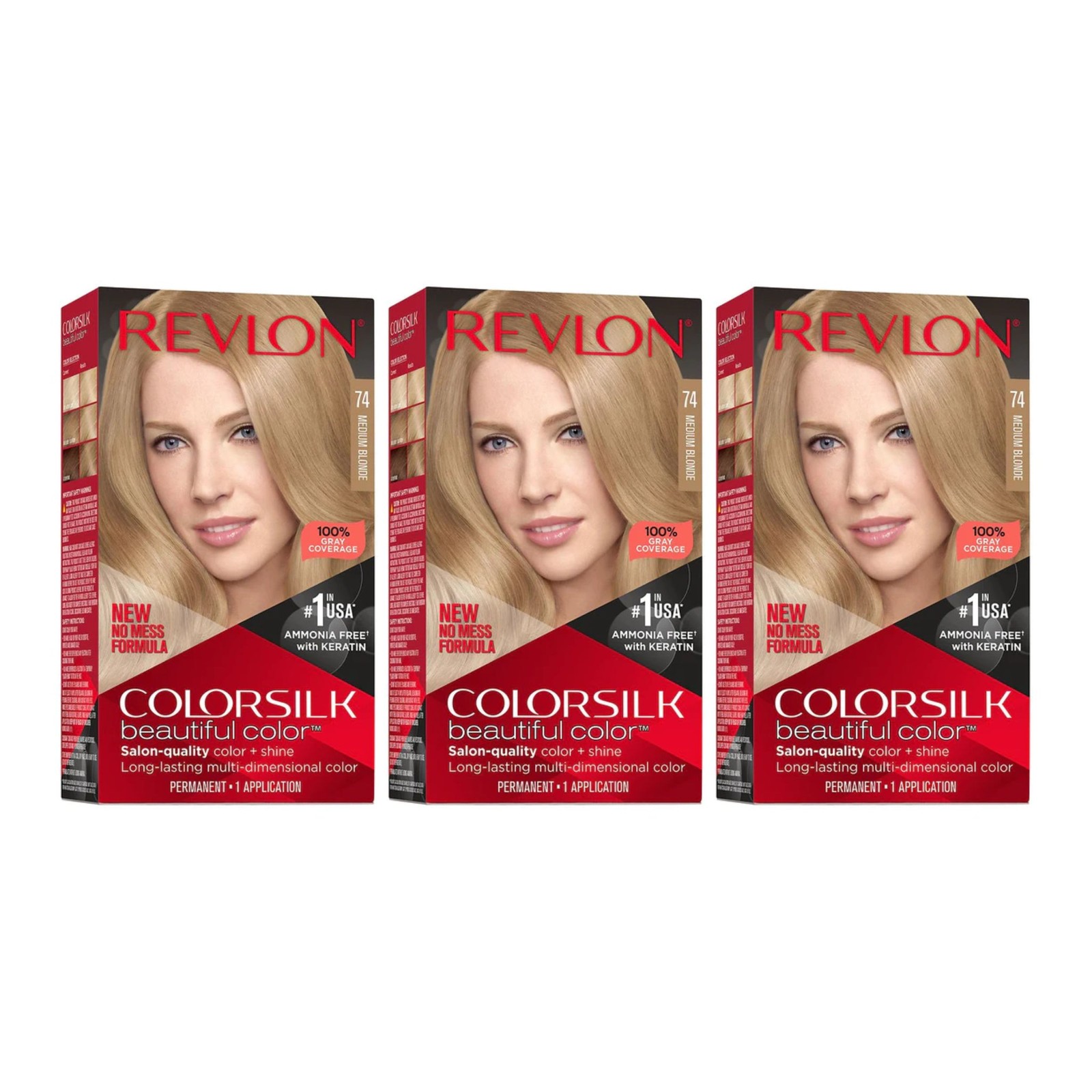 Silk Beautiful Hair Color - 74 Medium Blonde (pack Of 3)