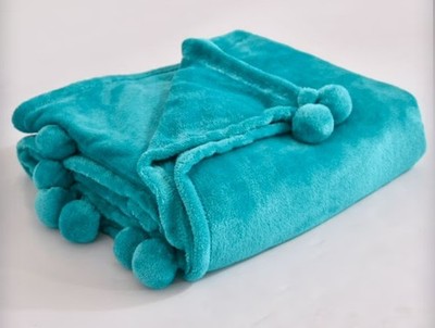 Mainstays Oversized Throw With Poms Teal Super Soft Plush 50'' x 70''