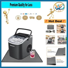 Silicone Ice Maker Countertop Mat with Raised Edge Non-Slip Spill-Proof Grey ...