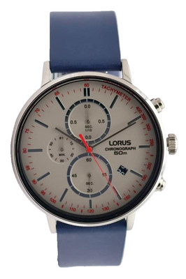 Lorus Dress Herrenuhr Quarz Chronograph Edelstahl Leder Blau 42 mm Neu OVP