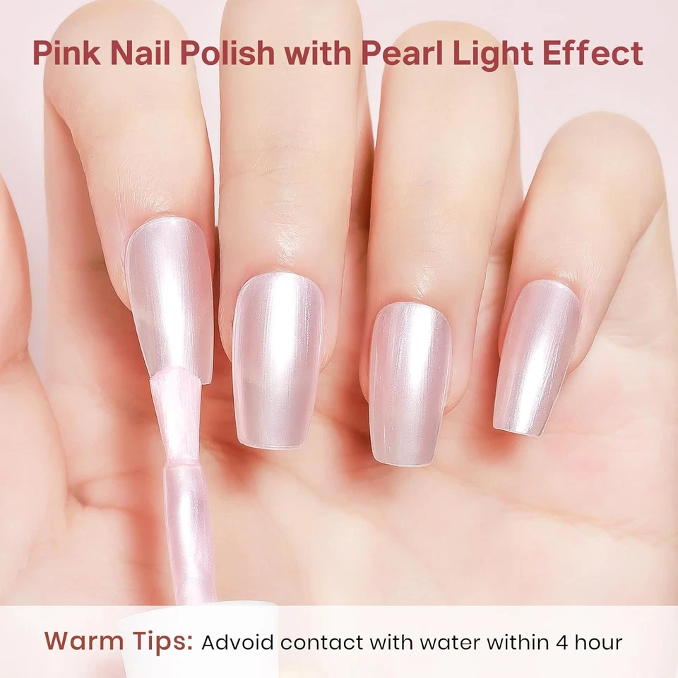 Rosa Nagellack Perlmuttglanz Glitter schnelltrocknend 15ml - Bild 2 von 4