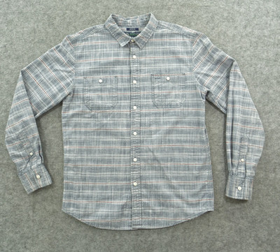 American Rag Shirt Mens Medium Gray Button Up Striped Chambray Long Sleeve