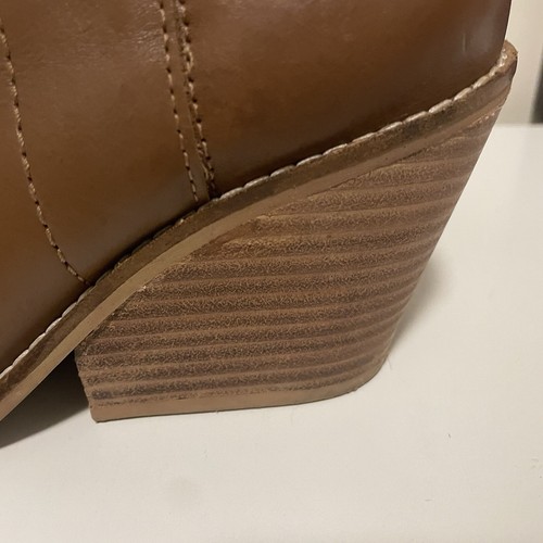 ELK Sz 37 6 Tan leather ankle Boots Maseur Insole side zip block heel round toe - Picture 12 of 19