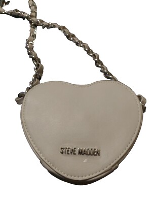 STEVE MADDEN Studded Chalk Cream Heart Crossbody Bag Purse