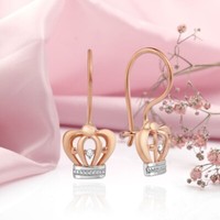 Rosegold Goldschmuck 585/14Kt Ohrringe Mit E. Diamanten Rose Gold Neu