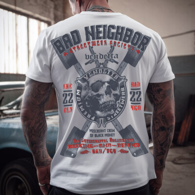 Vendetta Inc. Herren Shirt Steel & Skull Weiß S bis 5XL Rückenprint kurzarm