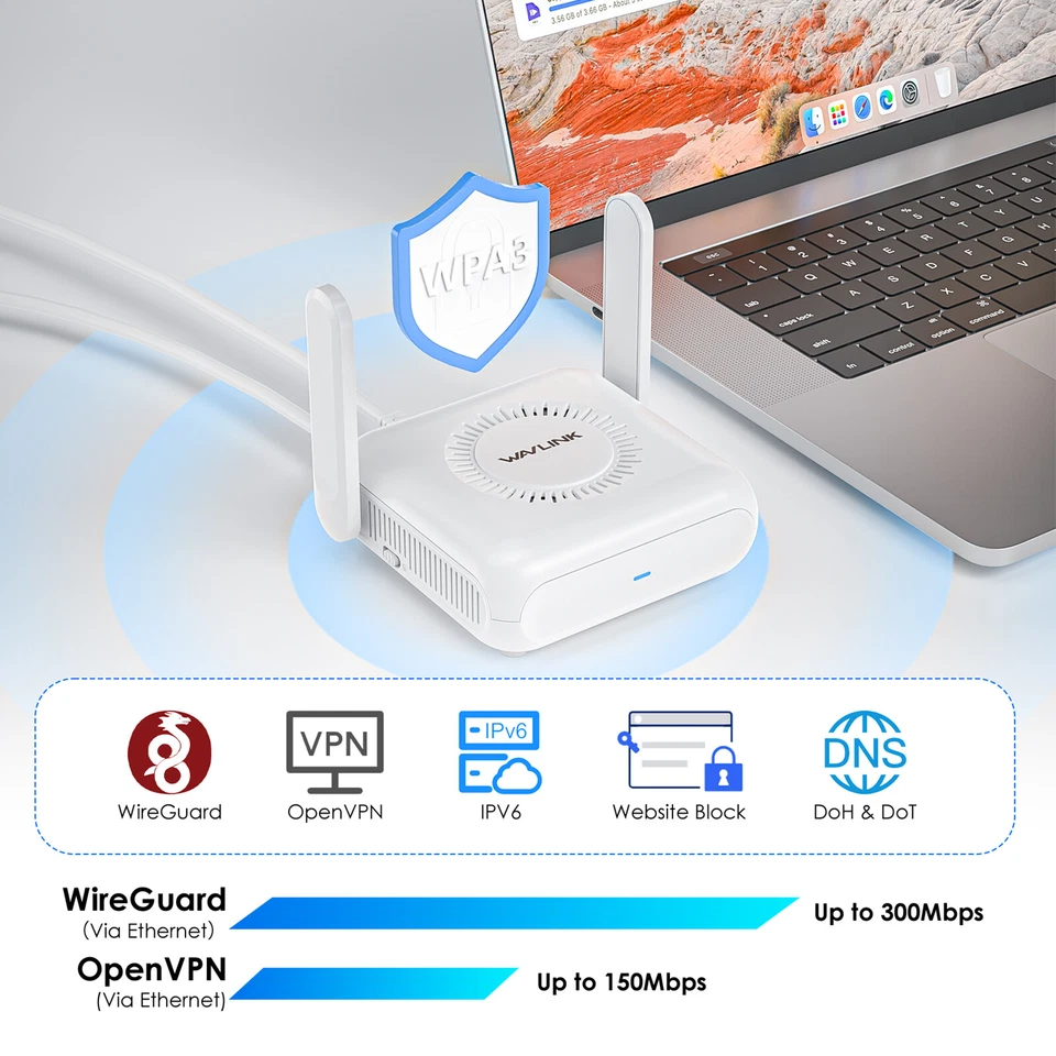AX3000 Dual Band WiFi 6 Travel VPN Router Pocket-Sized WLAN Gigabit Router - Bild 4 von 4