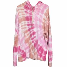 Sundry Tie Dye Sweatshirt Hoodie Women s 4 Pink Pullover Soft Rayon Blend A4
