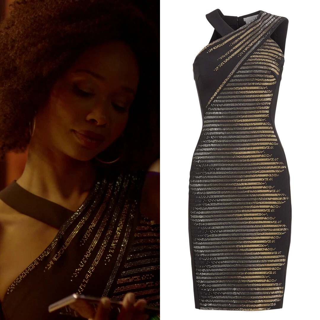 Versace Collection Abito tubino elasticizzato impreziosito da cristalli Cady (EU 38 US 2)