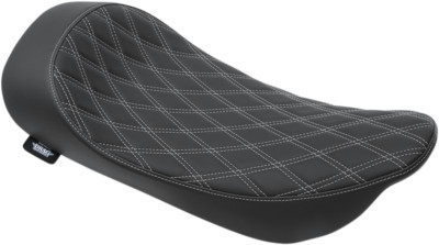 Low Profile Solo Seat Silver Diamond Stitch Harley Road King