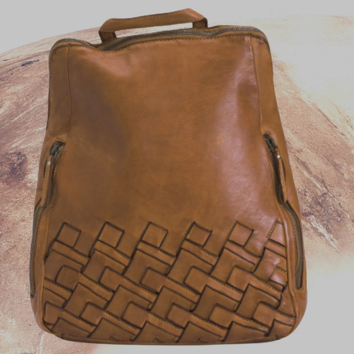 Marta Ponti 100 Genuine Leather Backpack Purse Bag Laptop Sleeve 15
