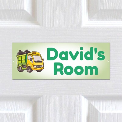 Personalisiertes Türschild mit beliebigem Text Müllwagen METALL. Kinderzimmer Kinderzimmer