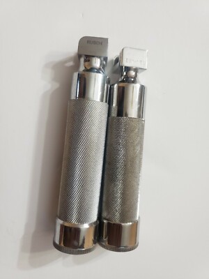 Lot Of 2 Rusch and Sun-Med Green Spec Fiber Optics Laryngoscopic Handles