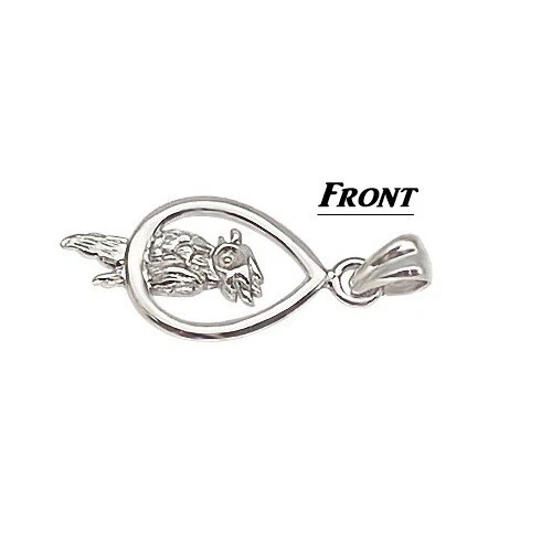 Colgante de pájaro loro enchapado en oro blanco marco ovalado - sin cadena Foto 3 de 4