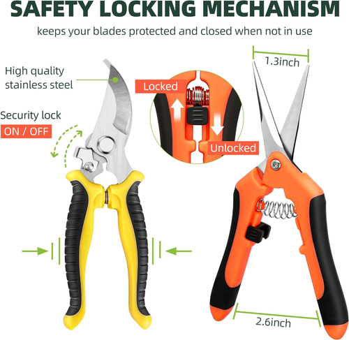 3-Pack Stainless Steel Pruning Shears, Pruning Snips and Clippers for Gardening - Picture 4 of 12