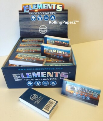 Elements WIDE ROLLING TIPS - Full Box - 50 PACKS/ 50 TIPS PER PACK/ 2500 TOTAL