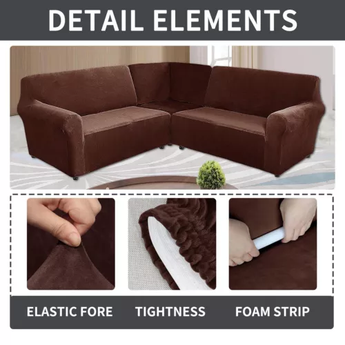 3-Teiliger Sofabezug Ecksofa 5/7 Sitzer Sofabezug L Form Couch Samt Überzüge DE - Bild 16 von 73