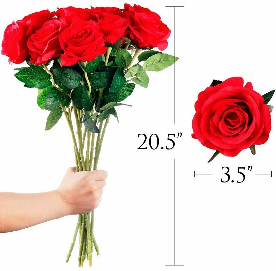 20× Red Silk Roses Artificial Flowers Realistic Bouquet Home Decor ...