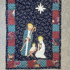 Handmade Quilted Table Runner Christmas Nativity Manger Jesus Mary Joseph Holy