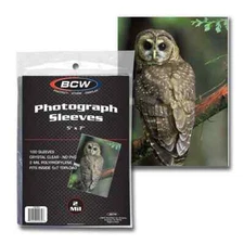 (100) BCW 5x7 Photo Sleeves Crystal Clear Poly Soft 2 Mil Archival Protection