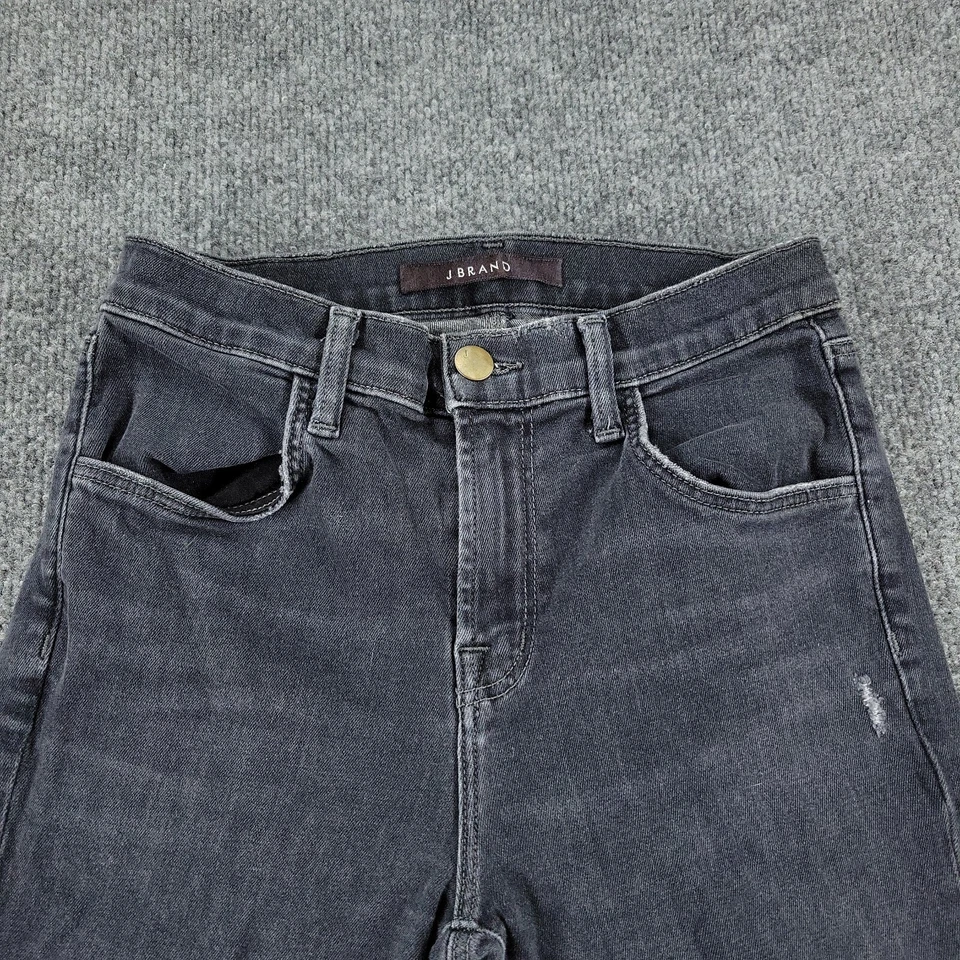 Pantalones Cortos de Jean Marca J Para Mujer Talla 25 Negros Corte Denim Tiro Alto Elastizados Fray Foto 2 de 4