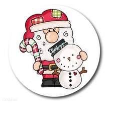 CUTE Christmas Santa w/Snowman Scrapbook Stickers Holiday Labels Envelope Seals