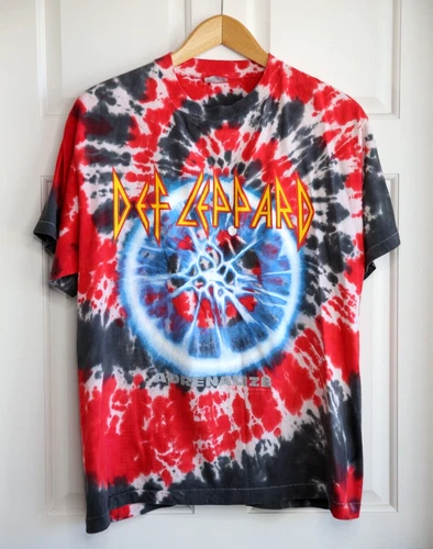 Def Leppard T shirt 90s Mens XL Rock Band Concert Tie dy 1990s vintage concert t-shirt, vintage, size XL, single stitch, B+ condition