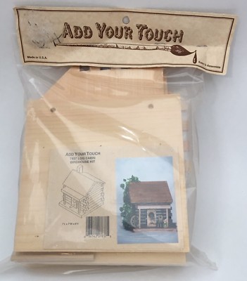 Add Your Touch Wooden Birdhouse Kit Log Cabin 7837 Easy To Assemble 