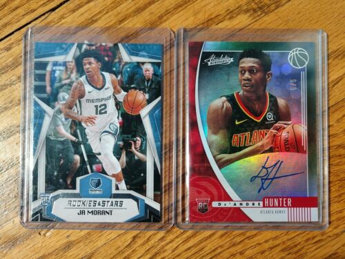 2019-20 ABSOLUTE DE'ANDRE HUNTER AUTO RC 5/5 1/1!!! & Ja Morant ROOKIES & STARS - Foto 1 di 3