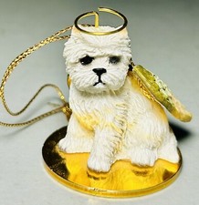 Westie West Highland White Terrier Puppy Dog Angel Tiny One Ornament Figurine