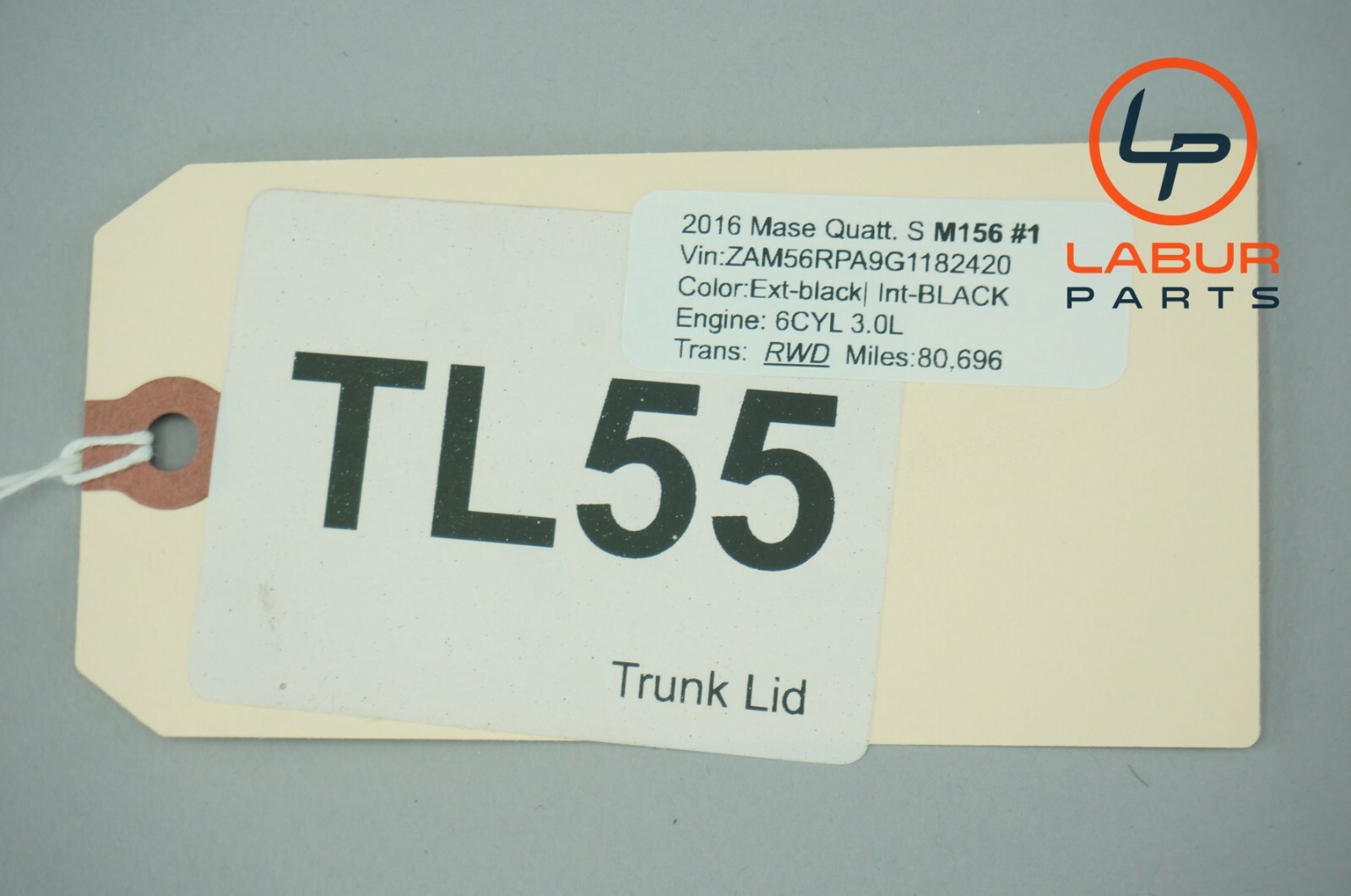 M156 14-17 Maserati Quattroporte Rear Trunk Lid Cover Assembly Black TL55