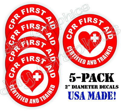 5pack CPR First Aid Hard Hat Stickers | AED EMT Firefighter Rescue ...