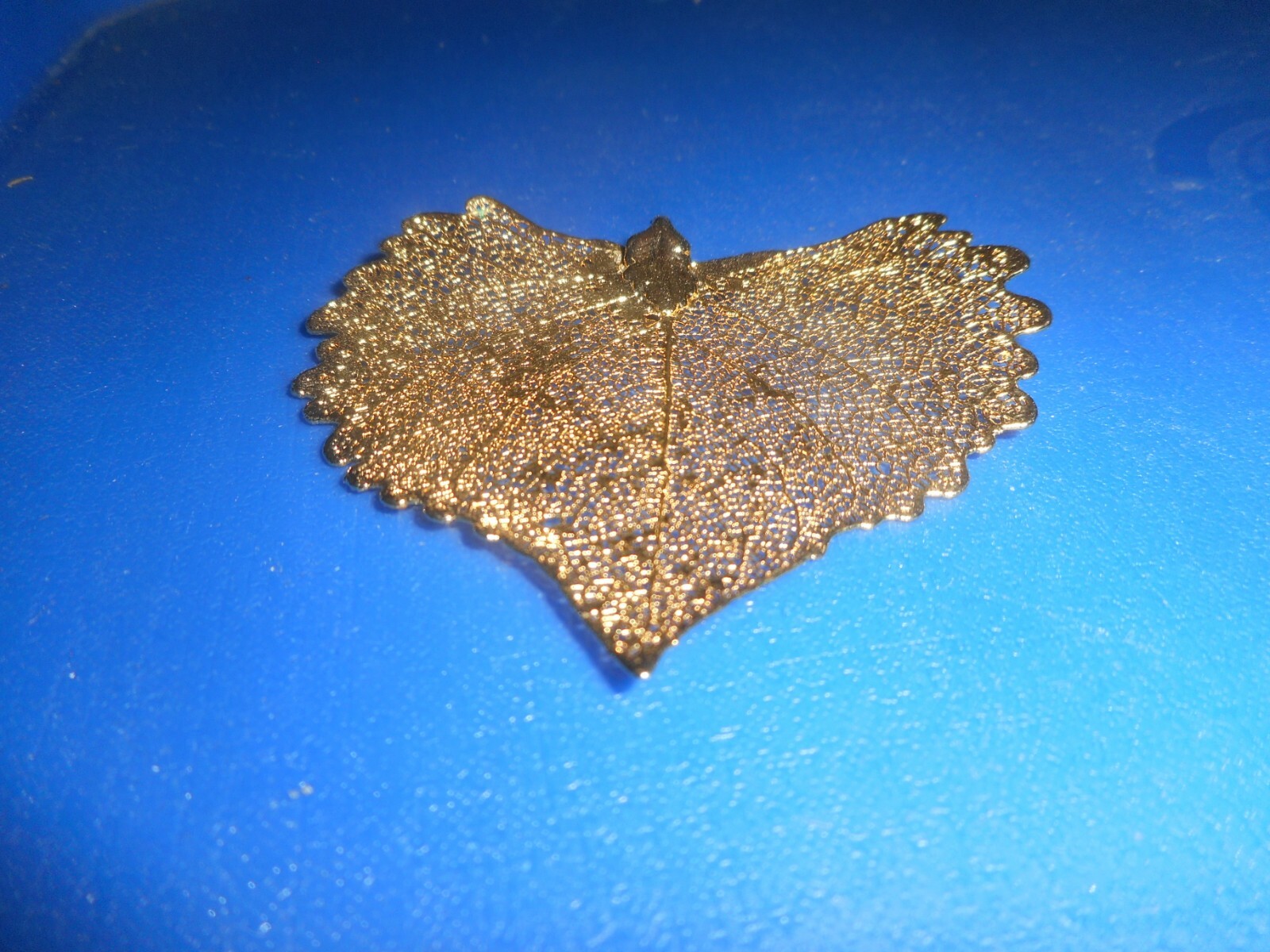 GOLD DIPPED PENDANT VINTAGE REAL LEAF Skeleton Go… - image 5