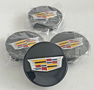 4x Cadillac (ATS CTS DTS SRX STS XLR XTS) 67mm Wheel Center Caps Black Colorful