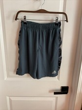 Adidas - Climalite Elastic Waist Athletic Shorts - Black Gray - Boys M 10-12